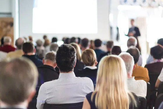 image of a live talk at a big event